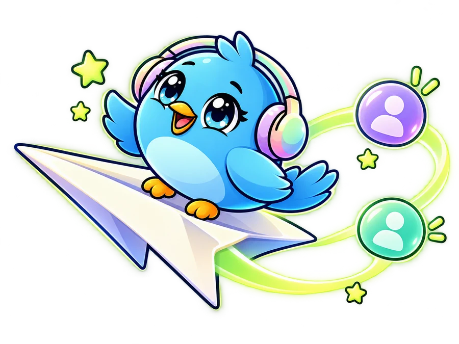PikuZen bird riding a paper airplane