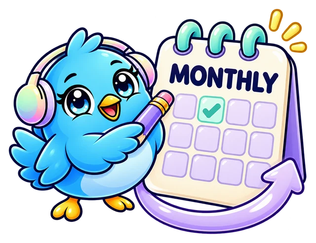 PikuZen bird ticking off a monthly calendar